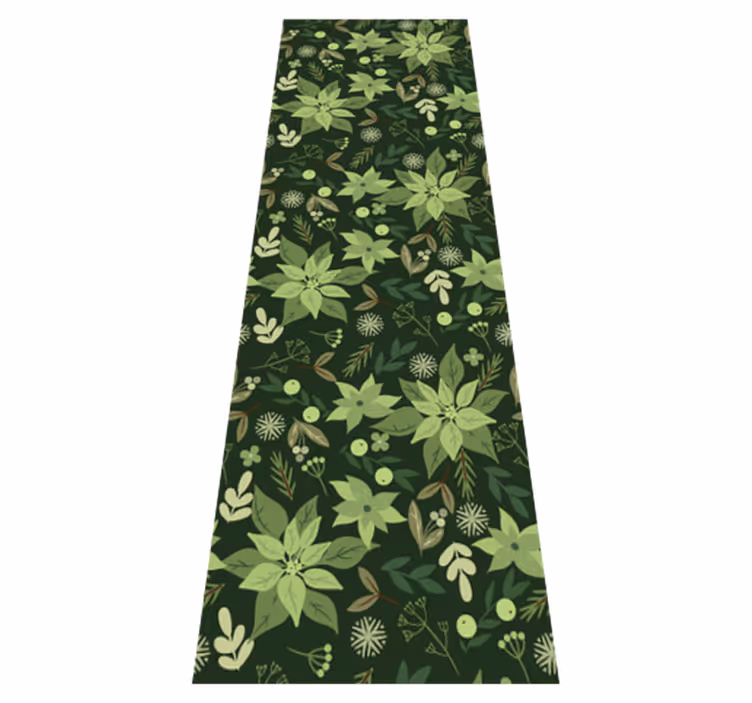Christmas vinyl rug green floral decorations - TenStickers