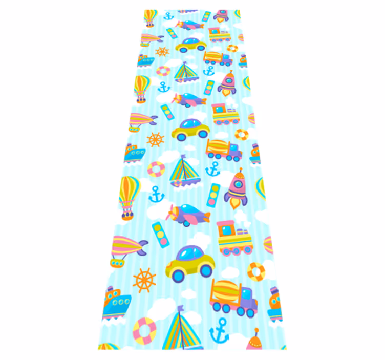 Bedroom vinyl rug with adorable car design - TenStickers