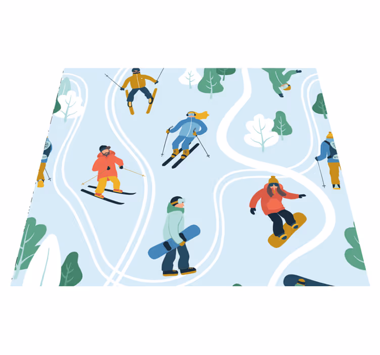 Bedroom vinyl rug in blue skiing design - TenStickers
