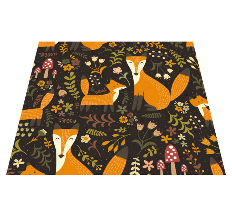 Vinyl rug with adorable foxes - TenStickers