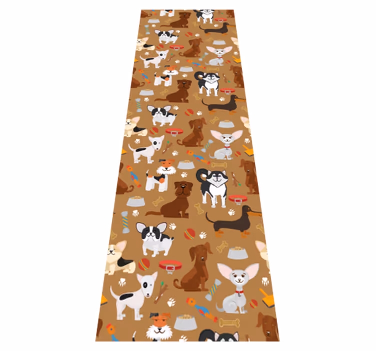 Bedroom vinyl rug with various cute dog designs - TenStickers