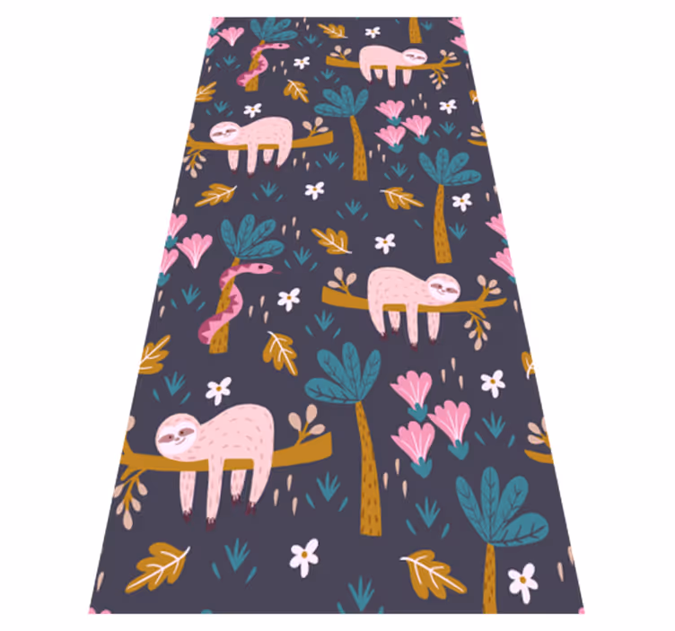 Bedroom vinyl rug with sloth and leaves design - TenStickers