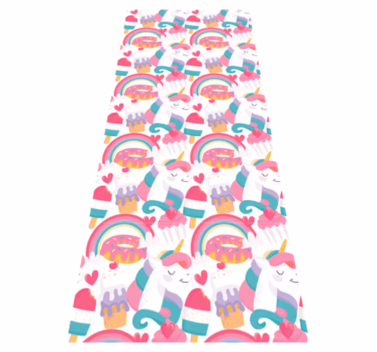 Unicorns and rainbow bedroom vinyl rug - TenStickers