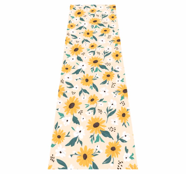 Bedroom vinyl rug with sunflower beige background - TenStickers