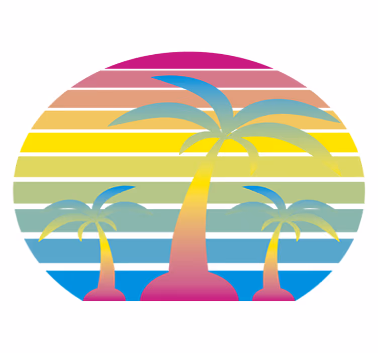 Nature vinyl rug 80's vintage sunset design - TenStickers