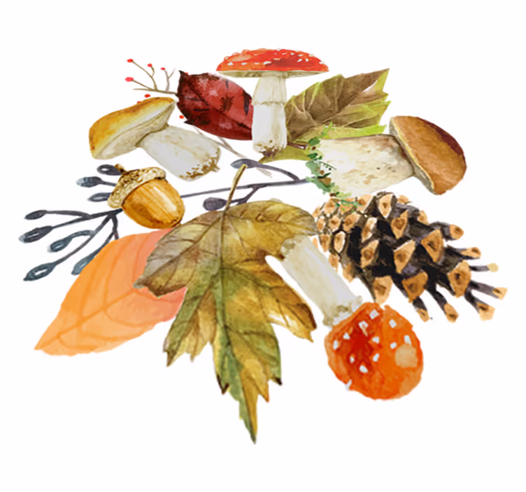 Nature vinyl rug with forest leaves and fruits - TenStickers