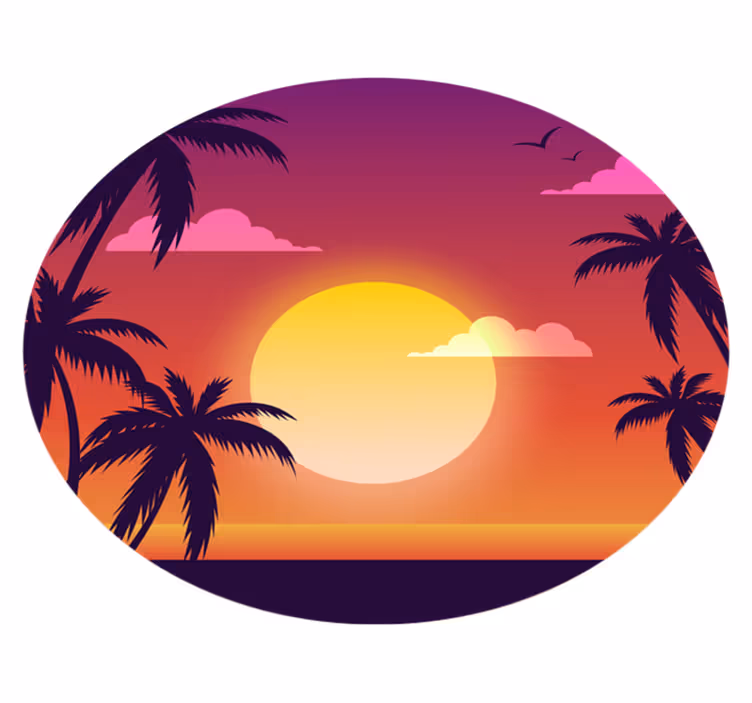 Nature vinyl rug retro sunset - TenStickers