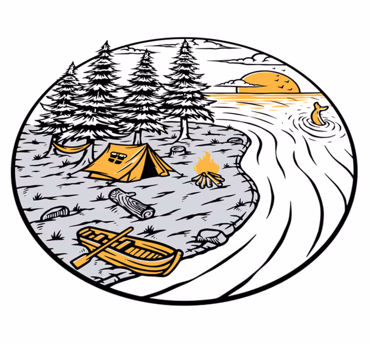 Nature vinyl rug motorhome yellow landscape badge - TenStickers