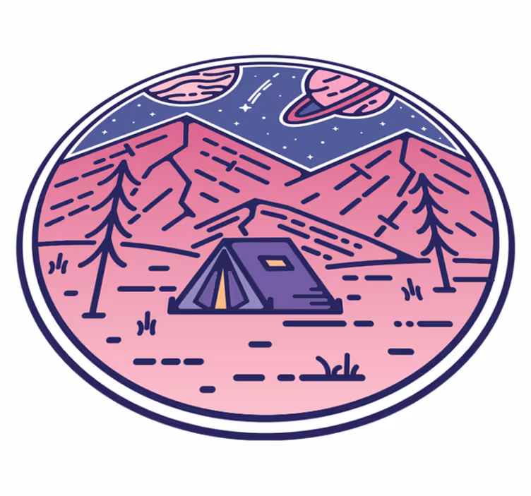 Nature vinyl rug in pink mountains - TenStickers