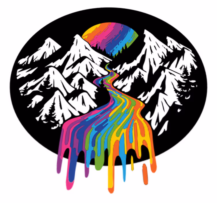 Nature vinyl rug rainbow mountain view - TenStickers