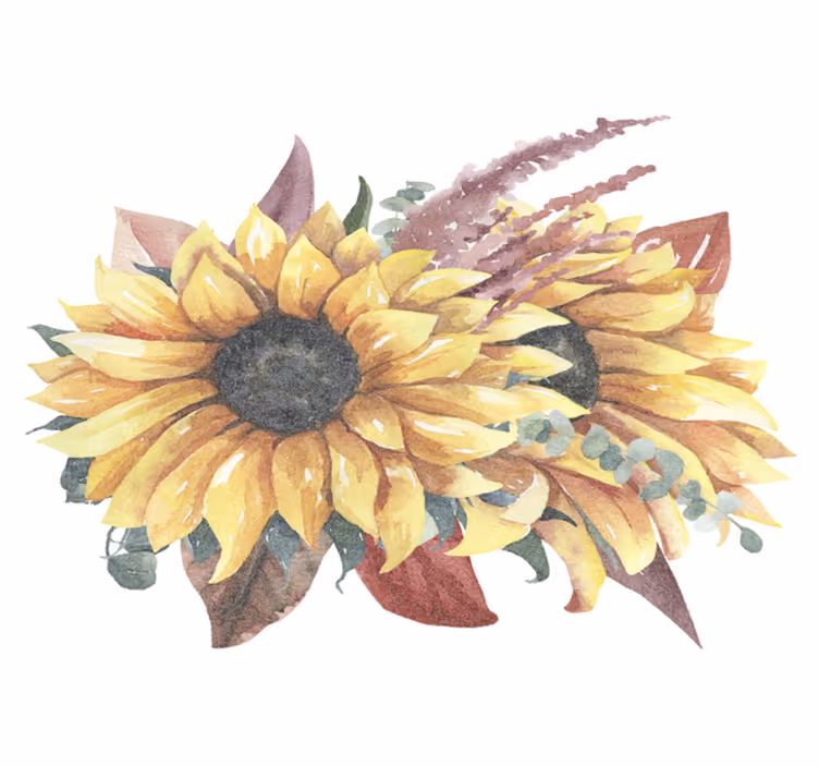 Nature vinyl rug sunflower floral design - TenStickers