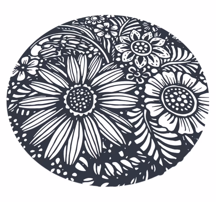 Nature vinyl rug floral pattern circle - TenStickers