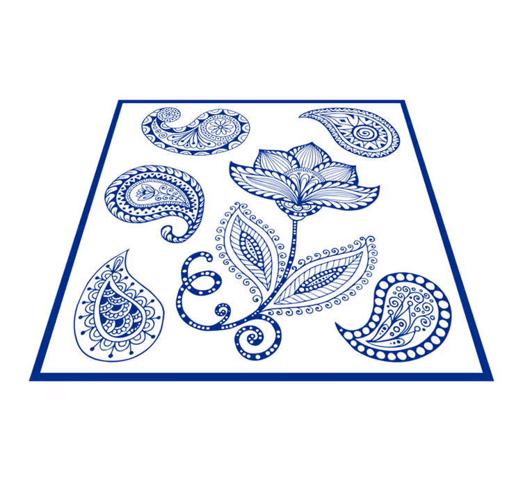 Nature vinyl rug botanical paisley design - TenStickers