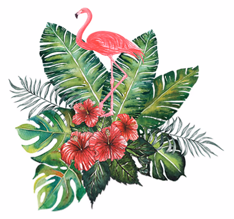 Vinyl rug flowers big tropical flamingo - TenStickers