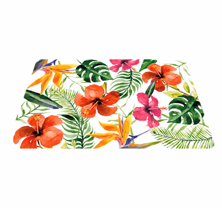 Vinyl rug flowers portable monstera stickers - TenStickers