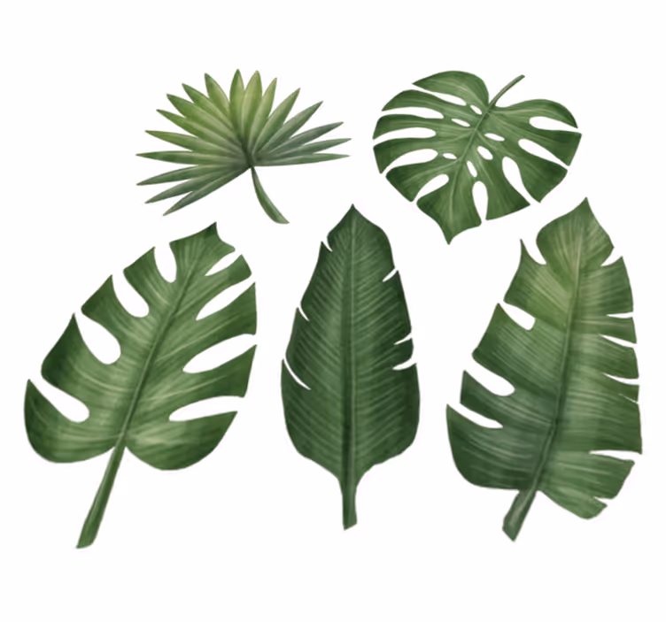 Vinyl rug flowers with large green leaves - TenStickers