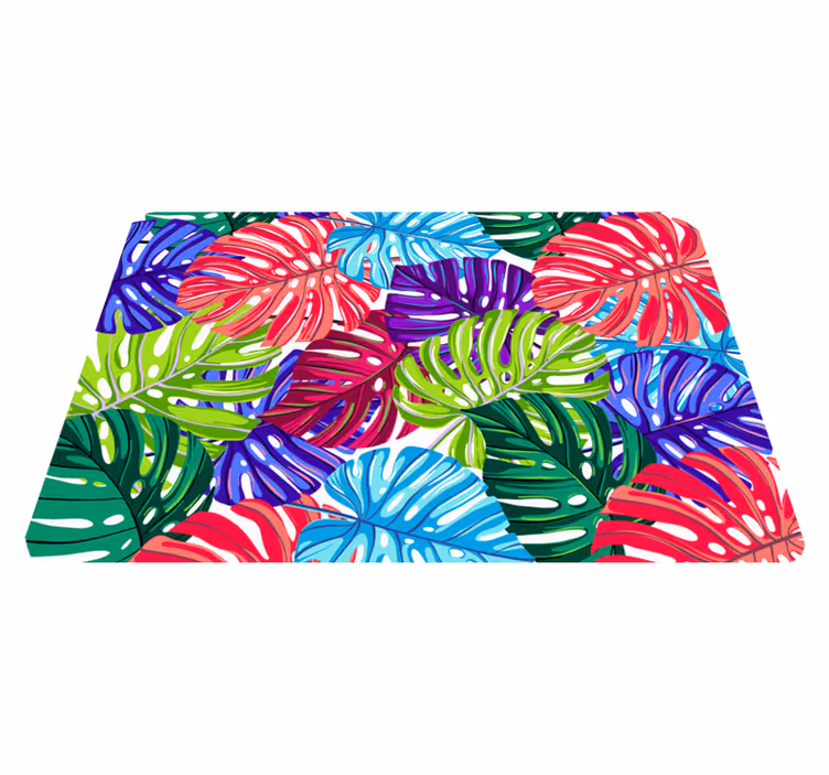 Vinyl rug flowers monstera tropical design - TenStickers