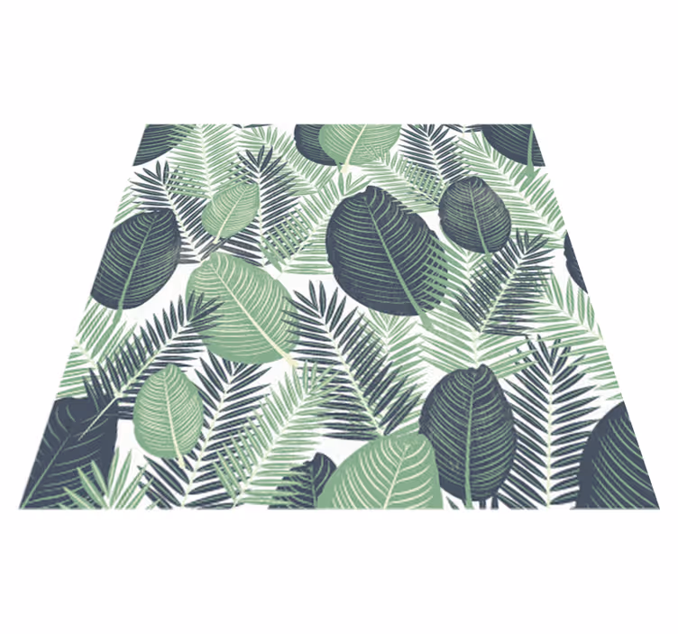 Vinyl rug flowers in green jungle leaves - TenStickers