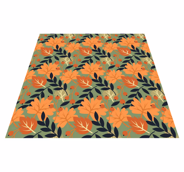 Vinyl rug flowers with large autumn leaves design - TenStickers