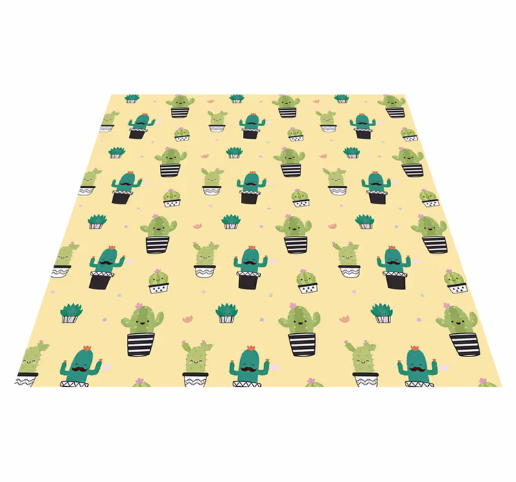 Vinyl rug flowers cactus drawing pattern - TenStickers