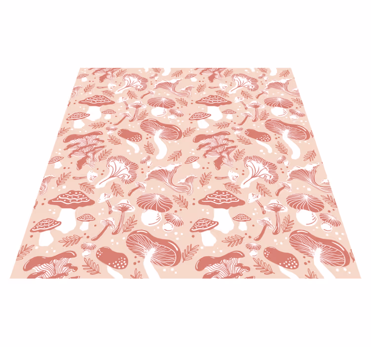 Vinyl rug flowers forest mushrooms on beige - TenStickers