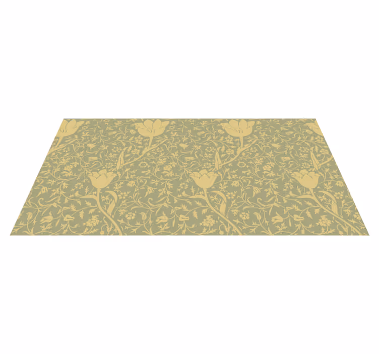 Vinyl rug flowers with a subtle gold and green pattern - TenStickers