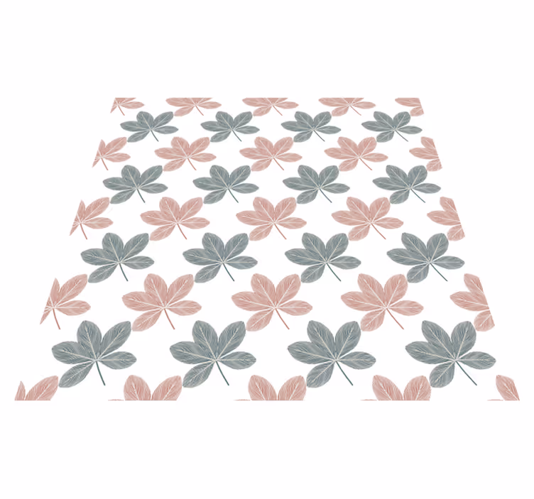 Vinyl rug flowers pink and blue leaves design - TenStickers