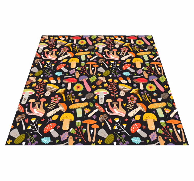 Vinyl rug flowers autumn mushroom design - TenStickers