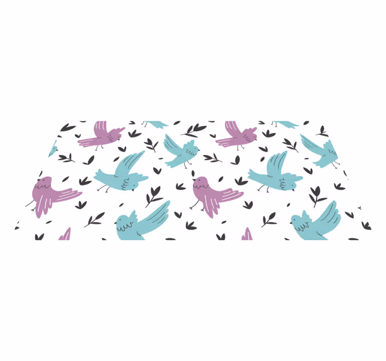Vinyl rug flowers with blue and purple birds design - TenStickers