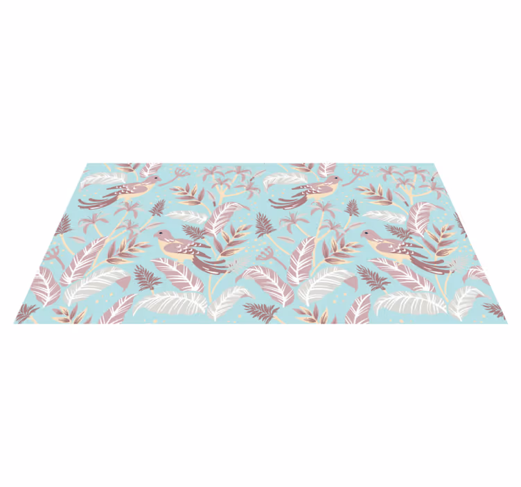 Vinyl rug flowers in blue and pink floral pattern - TenStickers