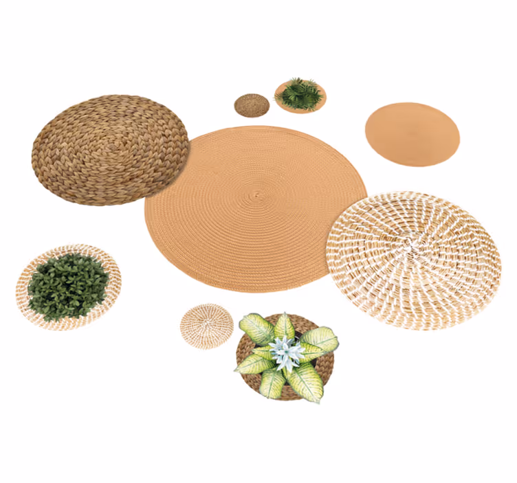 Vinyl rug flowers garden and wicker - TenStickers