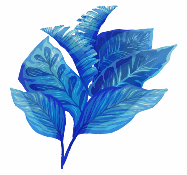 Vinyl rug flowers blue leaf arrangement - TenStickers