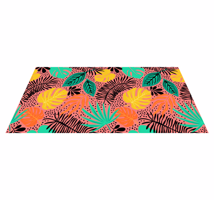 Vinyl rug flowers vibrant leafy elements - TenStickers