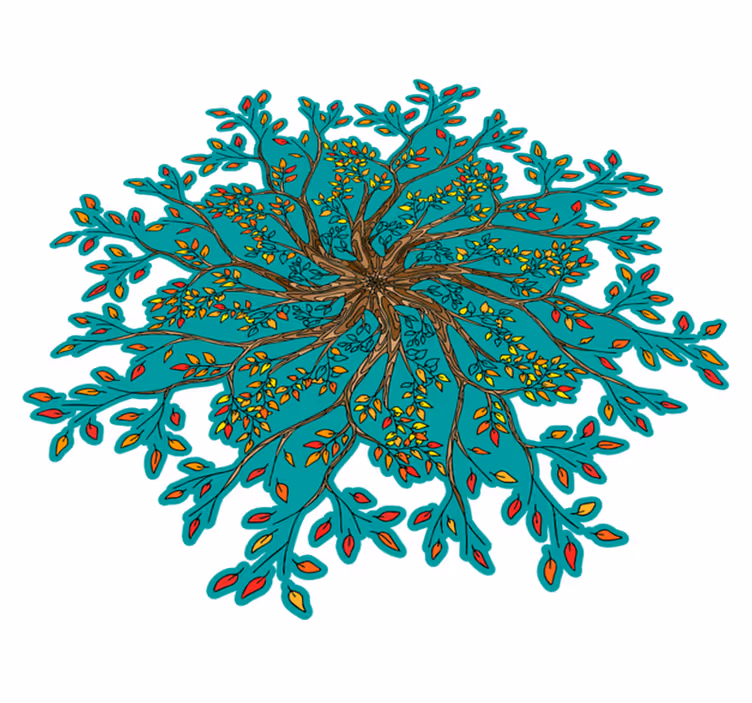 Vinyl rug flowers vibrant tree design - TenStickers