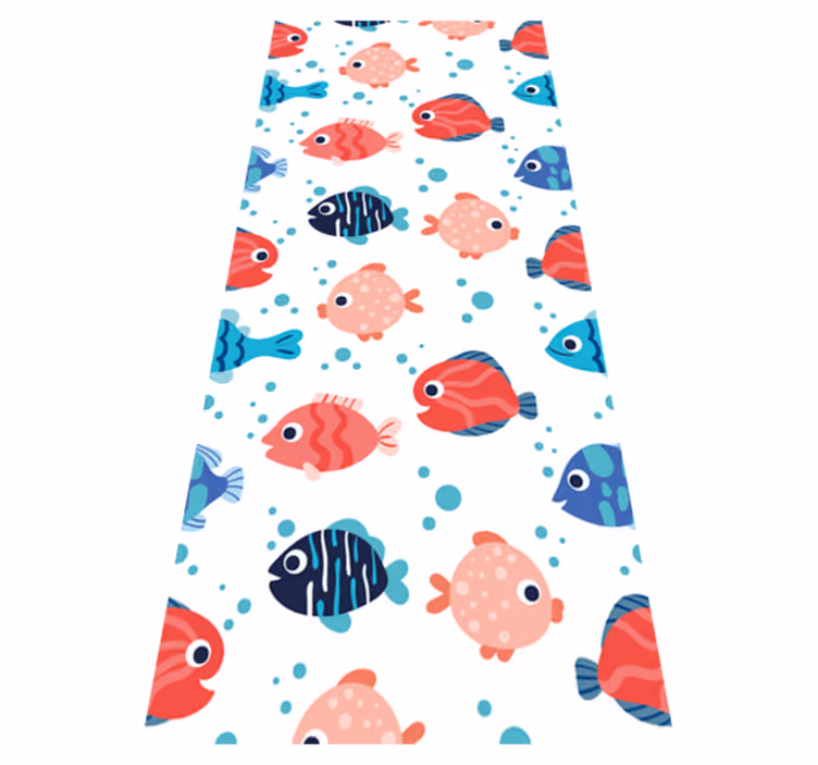 Pink and blue fishes bedroom vinyl rug - TenStickers