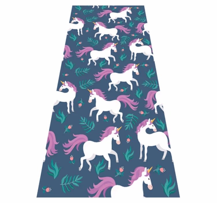 Bedroom vinyl rug with flat blue unicorn pattern - TenStickers