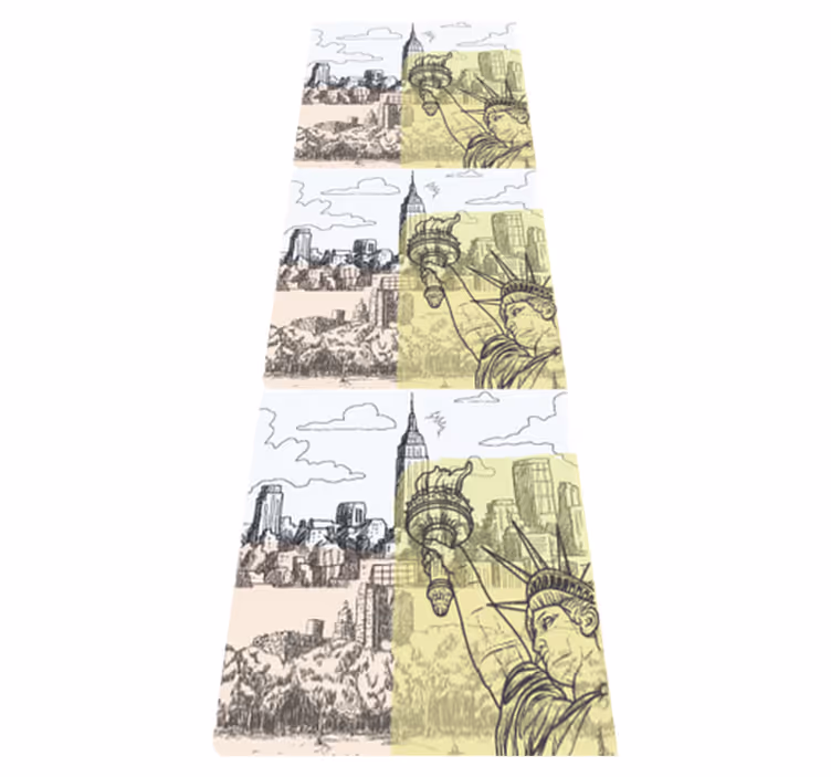 Bedroom vinyl rug vintage oldschool nyc collage - TenStickers