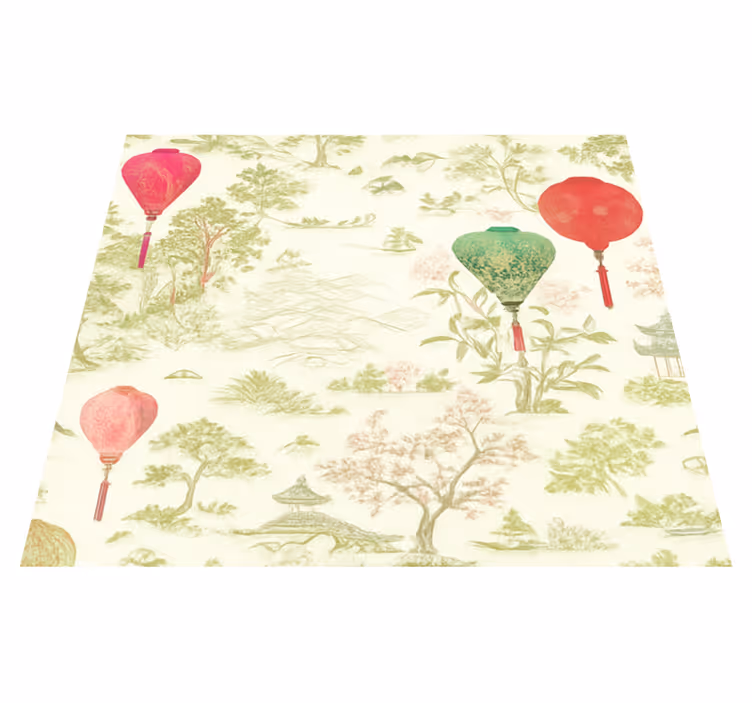 Bedroom vinyl rug oriental chinoiserie scene - TenStickers