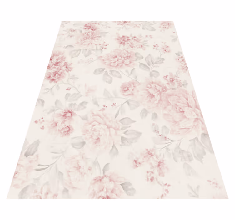 Bedroom vinyl rug vintage pink floral pattern - TenStickers