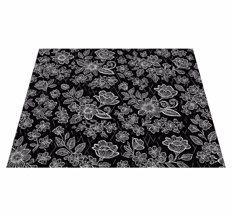 Bedroom vinyl rug with dark floral pattern - TenStickers