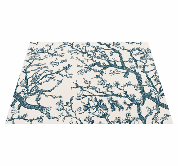 Bedroom vinyl rug dark blue tree design - TenStickers