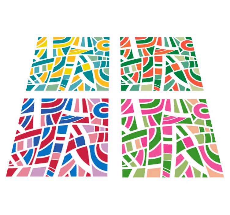 Geometric vinyl rug multicolor tiles - TenStickers