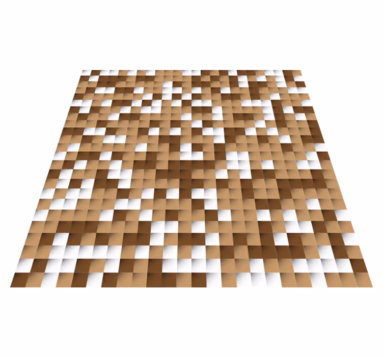 Geometric vinyl rug with brown squares - TenStickers