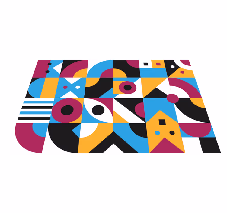 Geometric vinyl rug with vibrant abstract shapes - TenStickers