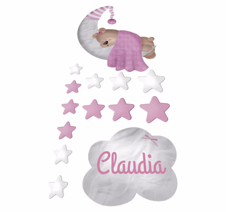 Kids vinyl rug with cloud sleeping bear design - TenStickers