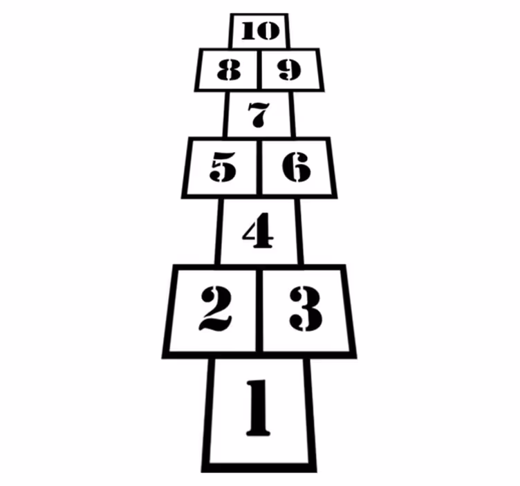 Kids vinyl rug black and white hopscotch - TenStickers