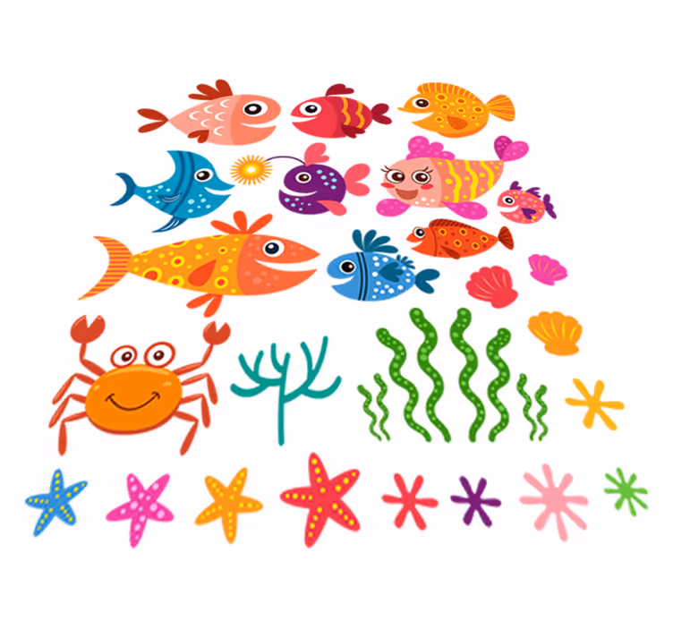 Kids vinyl rug with colorful baby fish design - TenStickers