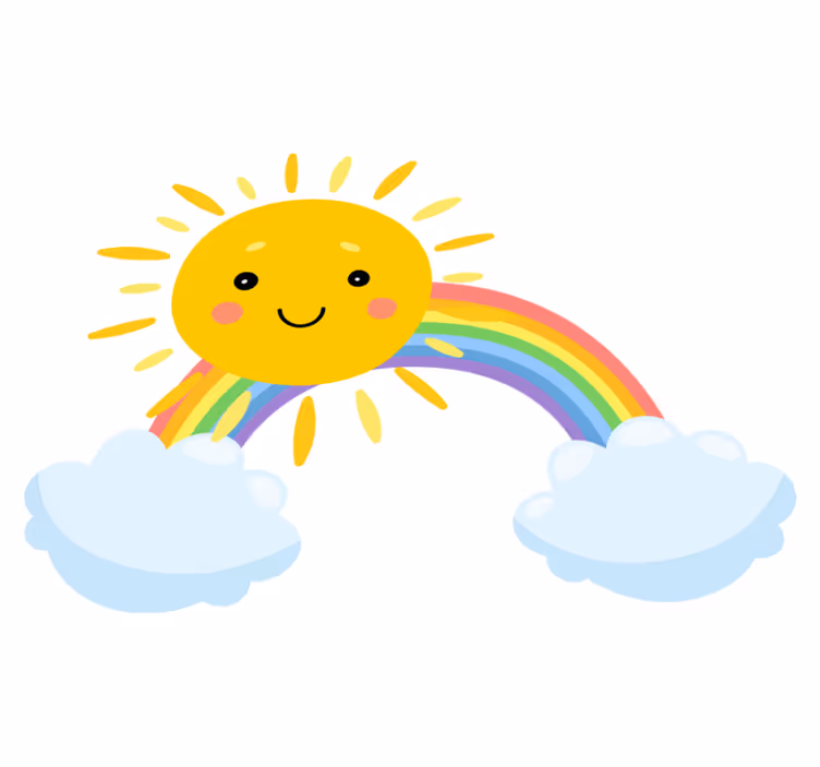 Kids vinyl rug sky cartoon sun and rainbow - TenStickers