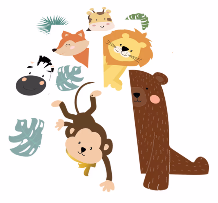Kids vinyl rug animals at the door - TenStickers