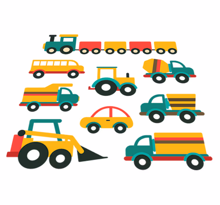 Kids vinyl rug with colorful vehicles - TenStickers